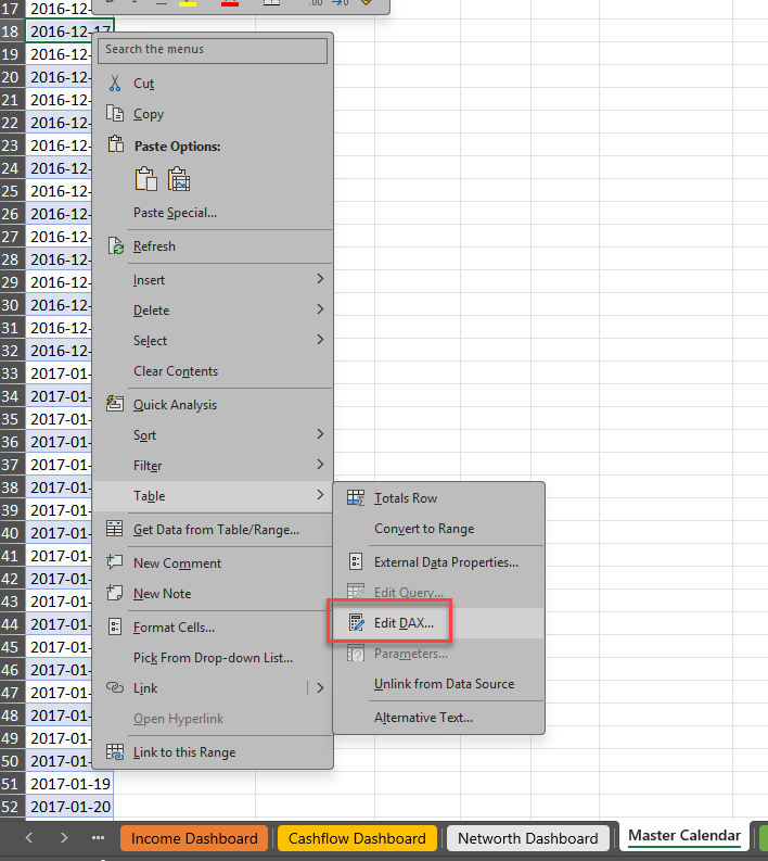 Edit Dax Table