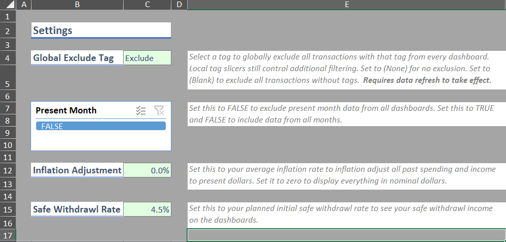 Settings Sheet